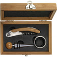 Wine opener set with wooden handle in a wooden box