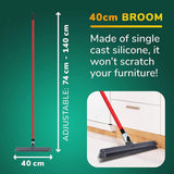 Tyroler Silicone Broom &Amp; Squeegee 40 Cm - 100% Silicone, Long 4 Parts Handle 140 Cm