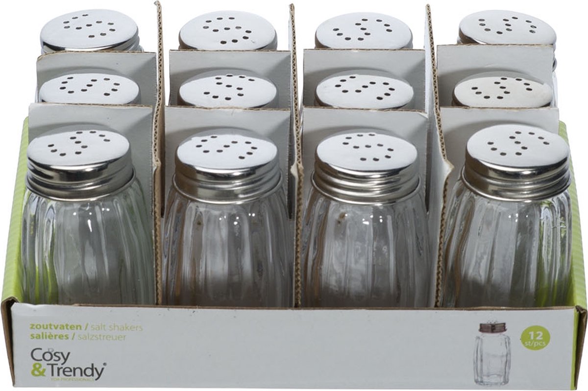 12 Salt Salt Shakers - Salice Shaker Salice Shaker Industrie - Verre et acier inoxydable