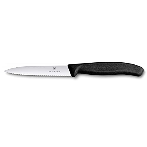 Victorinox Ultra-Sharp Paring Knife with Wavy Edge - Swiss Classic Paring Knife - Black - blade 10 cm