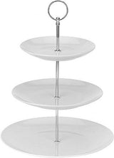 3 Layer Tier White Ceramic Round Serving Display