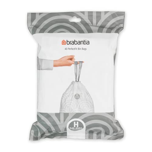 Brabantia Perfectfit Bags, Code H, 50-60 Litre, 40 Bags Per Dispenser Pack, - White