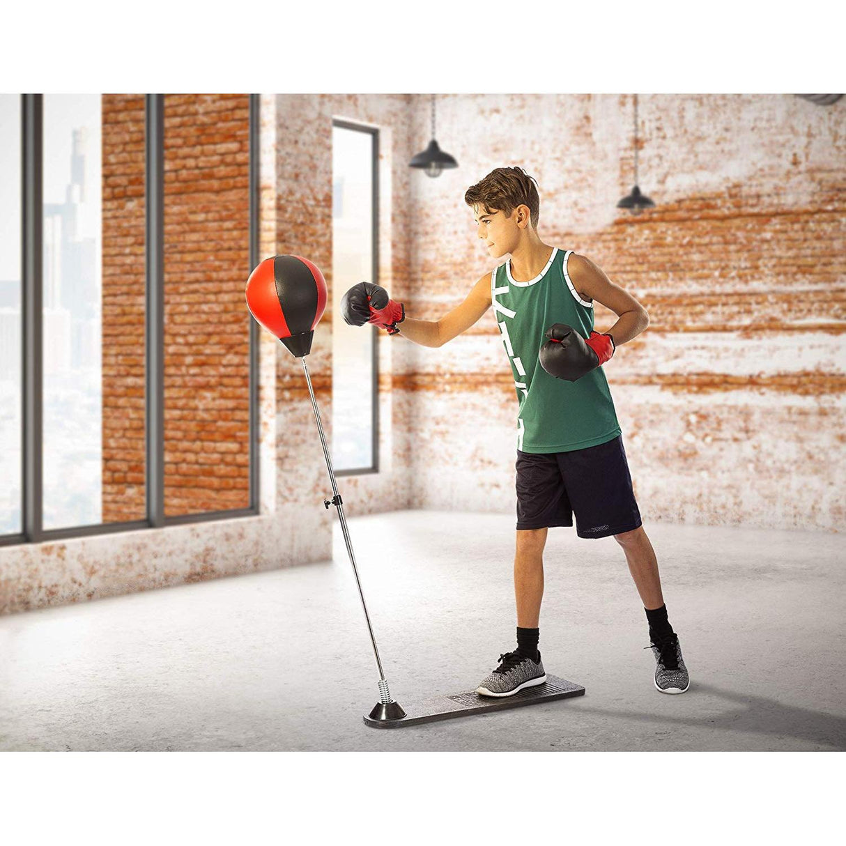 Tools Tech Punching Ball avec stand et gants - Hauteur réglable - Excellent exercice et activité amusante pour les enfants