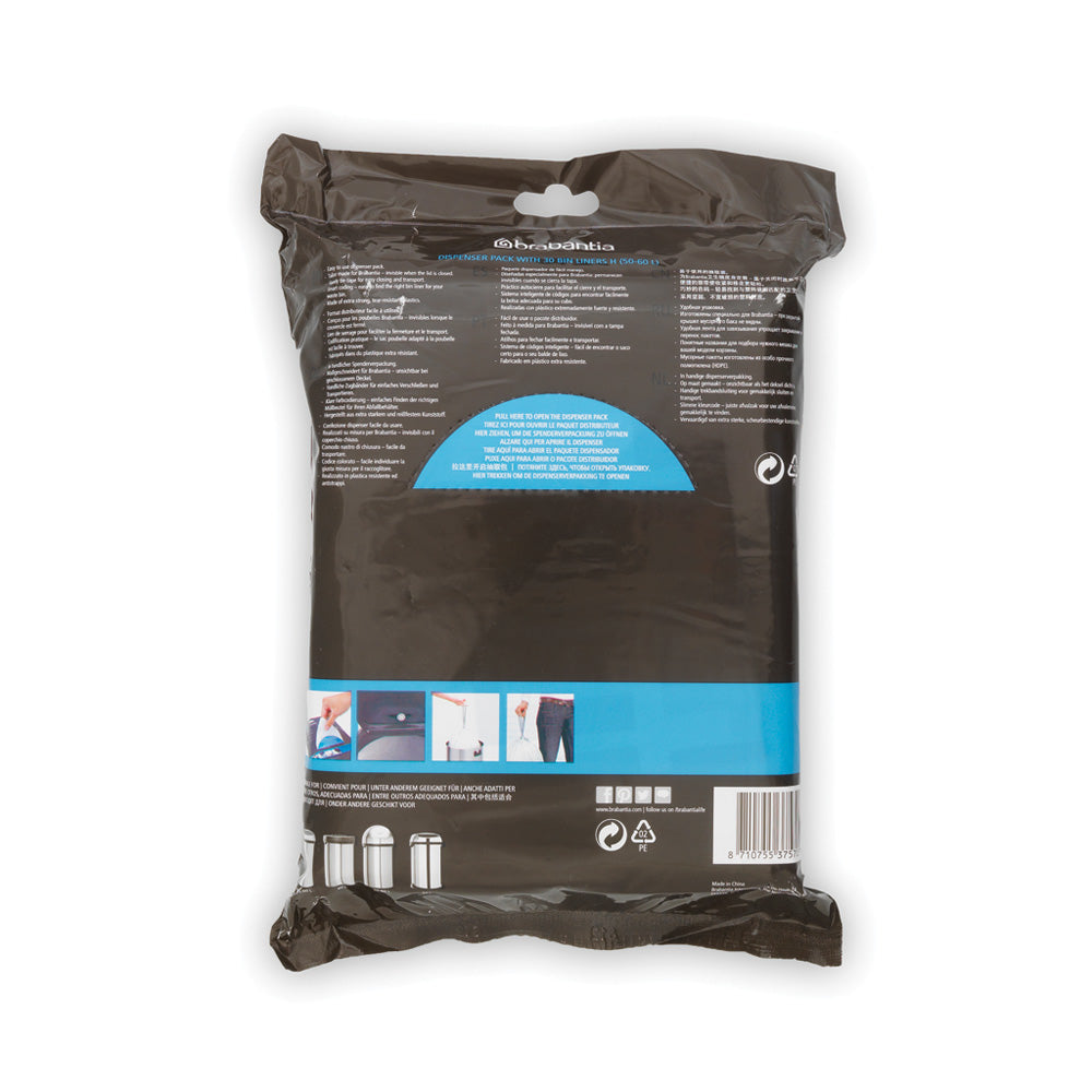 Brabantia Perfectfit Bags, Code H, 50-60 Litre, 30 Bags Per Dispenser Pack, - White