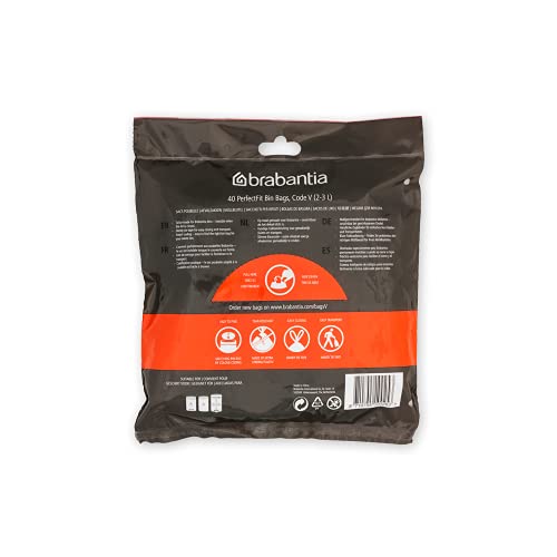 Brabantia PerfectFit Sacs, code V, 3 litres, dispensateur pack 40 sacs, - blanc