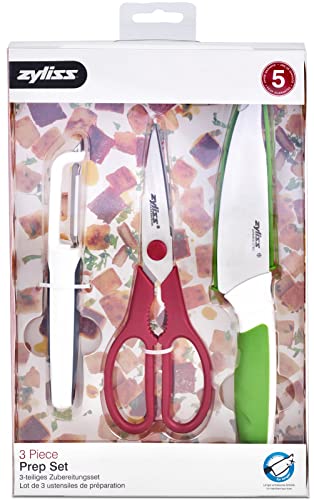 Zyliss 3 Piece Prep Set | Swivel Peeler - Scissors - Utility Knife