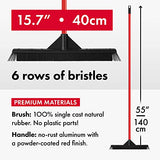 Tyroler Rubber Broom Lightweight 40 Cm, 100% Natural Rubber, Long 4 Parts Handle 140 Cm