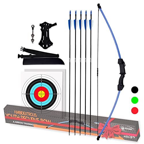 KESHES Bogenschießen Recurve-Bogen und Pfeil-Jugendbogen-Set – Anfängerbögen für die Outdoor-Jagd, Blau