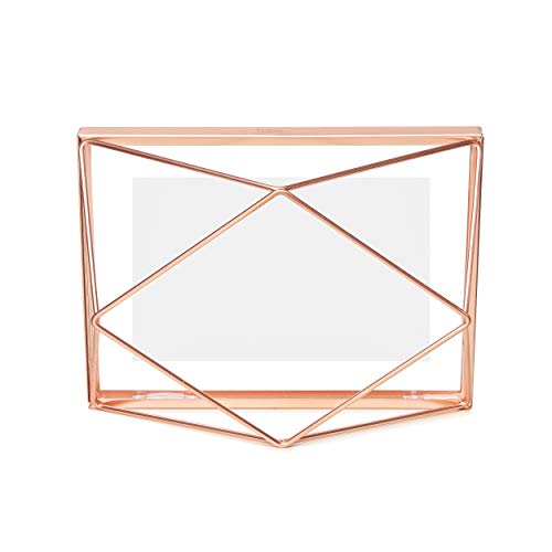 Umbra Prisma Picture Frame, 4 x 6 Photo Display for Desk or Wall, Copper