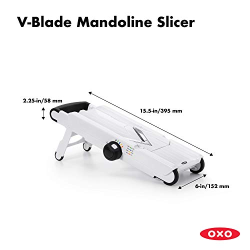 Oxo bon slicer de mandoline avec une lame V, blanche / noire