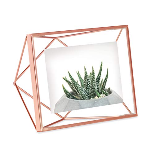 Umbra Prisma Picture Frame, 4 x 6 Photo Display for Desk or Wall, Copper