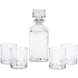 KARAF GLAS MET DOP,  met 4 glazen 900ML  SQUARE Whiskey Decanter with glasses