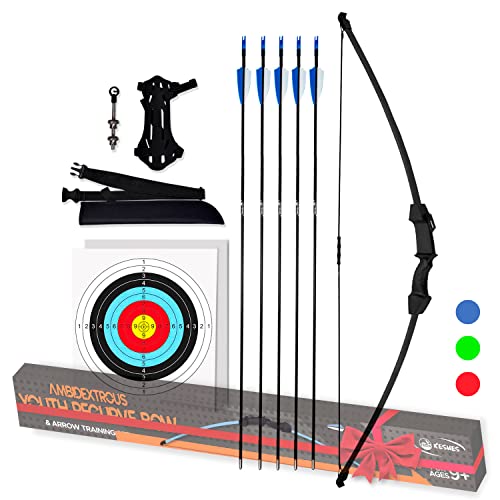 KESHES Archery Recurve Bow and Arrow Youthbow Set - Beginner Bows for Outdoor Hunting Black