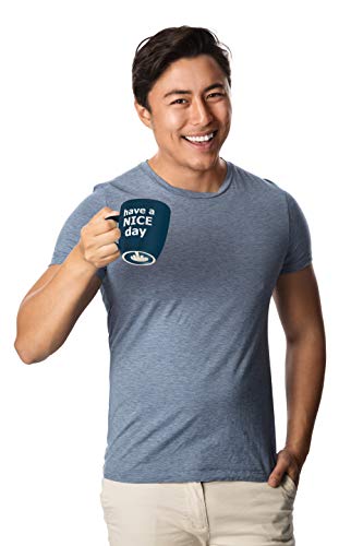 Décodage passez une bonne journée de café, tasse drôle avec le majeur sur le bas de 400 ml (14 oz) bleu