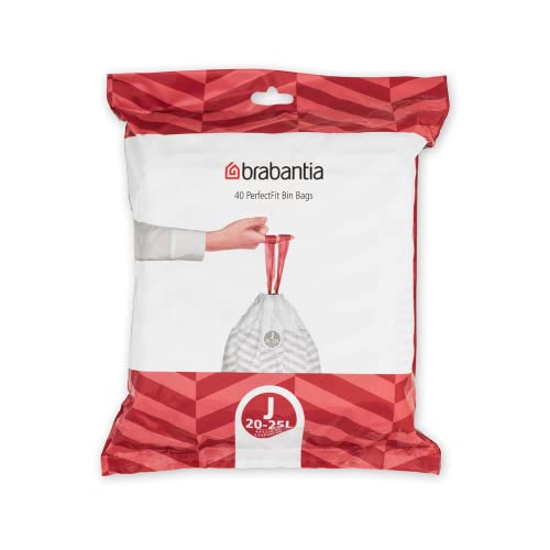 Brabantia Perfectfit Bags, Code J, 23 Litre, Dispenser Pack, 40 Bags - White