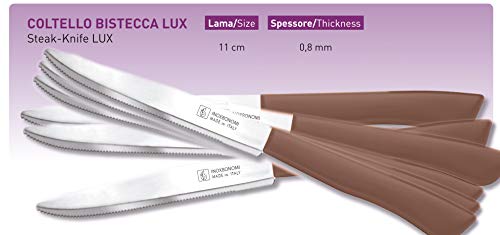 6 couteaux de cuisine (couteaux) - Végétables / steak / table de table en acier inoxydable italien (marron)