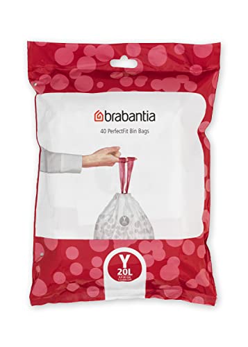 Brabantia Perfectfit Bags, Code Y, 20 Litres, 40 Bags In Dispenser Pack - White