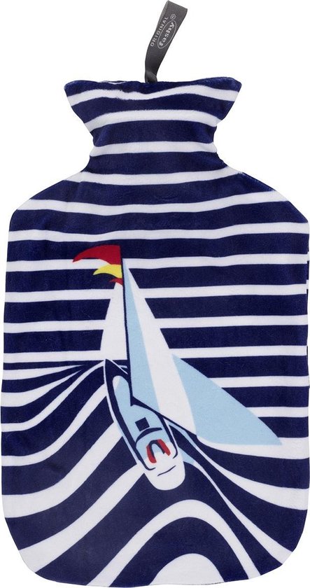 Fashy Hot Water Bottle with Yacht Wave Design Removable Cover