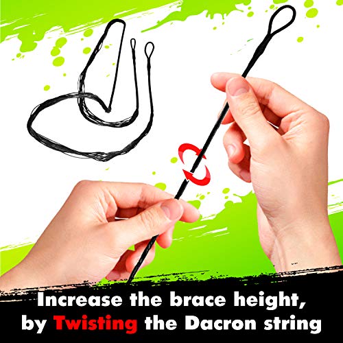 Keshes Dacron Bow String Remplacement de l'arc traditionnel et réapprovisié - Black 12 brins Taille 142,24 cm