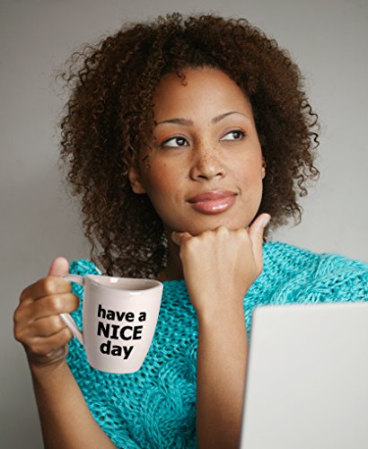 Decodyne Have a Nice Day Coffee Mug, Funny Cup with Middle Finger on the Bottom 400 ml (14 oz) white