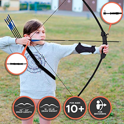 KESHES Archery Recurve Bow and Arrow Youthbow Set - Beginner Bows for Outdoor Hunting Black