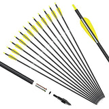 Keshes Archery Carbon Hunting Arrows For Compound &Amp; Recurve Bows - 76 Cm 12 Pack Yellow