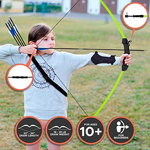 KESHES Archery Recurve Bow and Arrow Youthbow Set - Beginner Bows for Outdoor Hunting Green