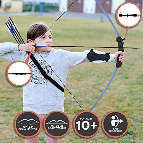 KESHES Archery Recurve Bow and Arrow Youthbow Set - Beginner Bows for Outdoor Hunting Blue