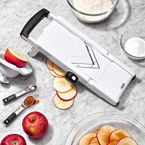 Oxo bon slicer de mandoline avec une lame V, blanche / noire