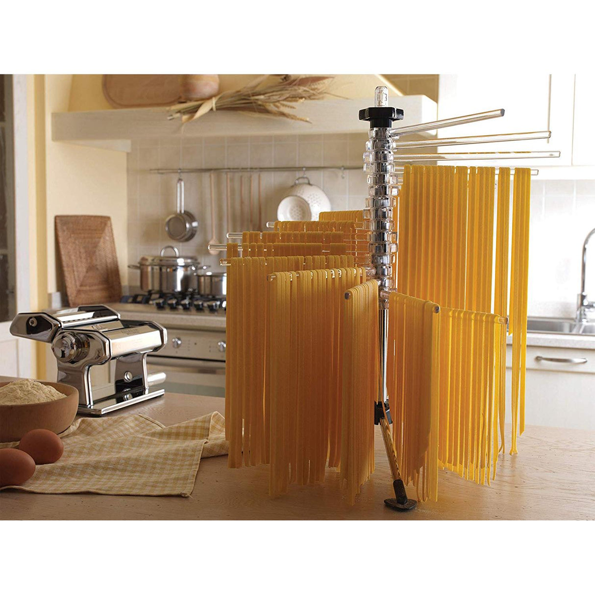 Marcato Atlas Pasta Séchage de séchage Rack Tacapasta Steel and Polycarbonate pliable argent