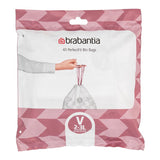 Brabantia PerfectFit Sacs, code V, 3 litres, dispensateur pack 40 sacs, - blanc