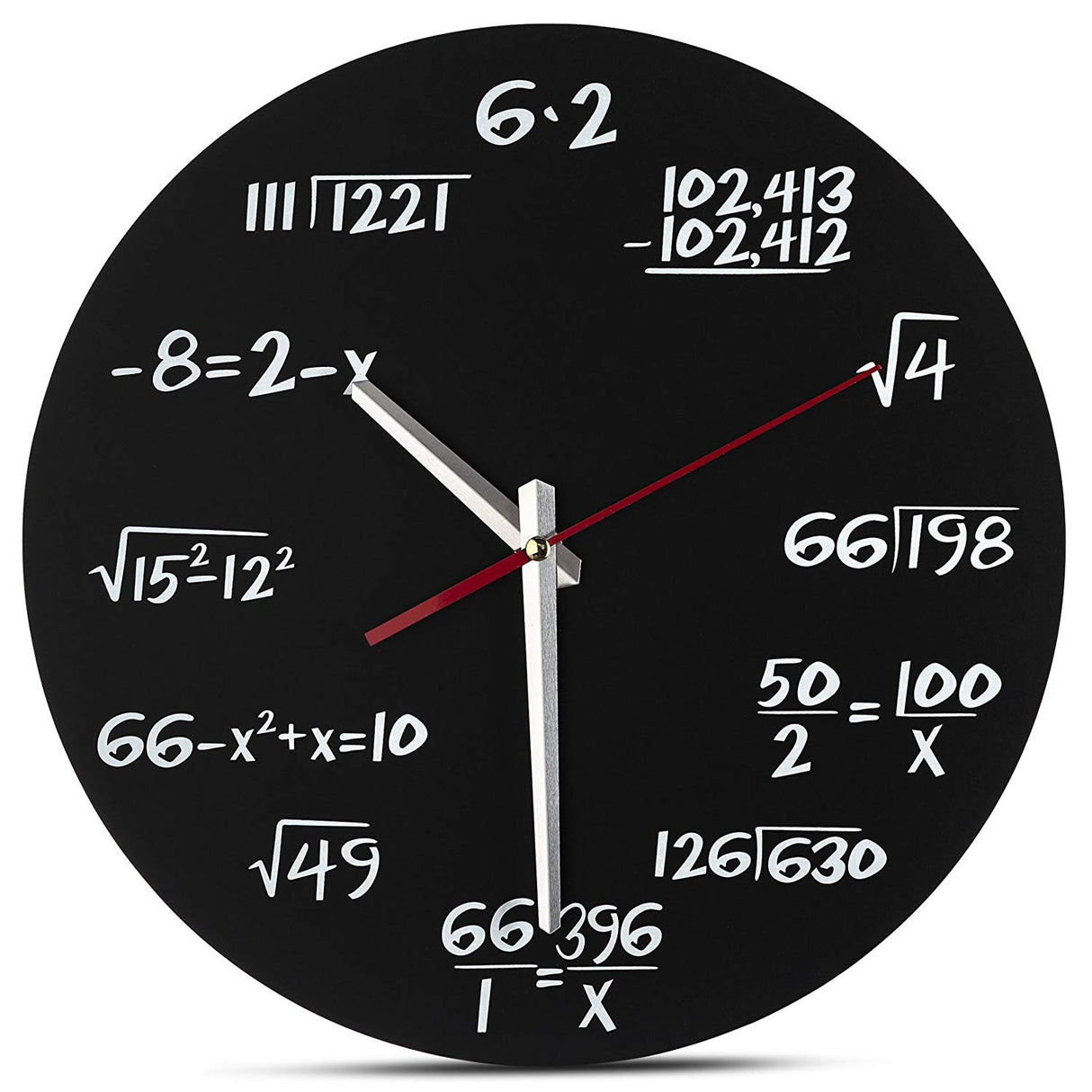 Decodyne Math Clock - Unieke wandklok - Elk uur gemarkeerd door een eenvoudige wiskunde