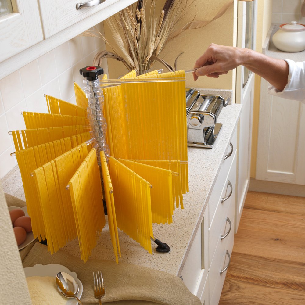 Marcato Atlas Pasta-Trockengestell, Tacapasta-Stahl und Polycarbonat, zusammenklappbar, silberfarben