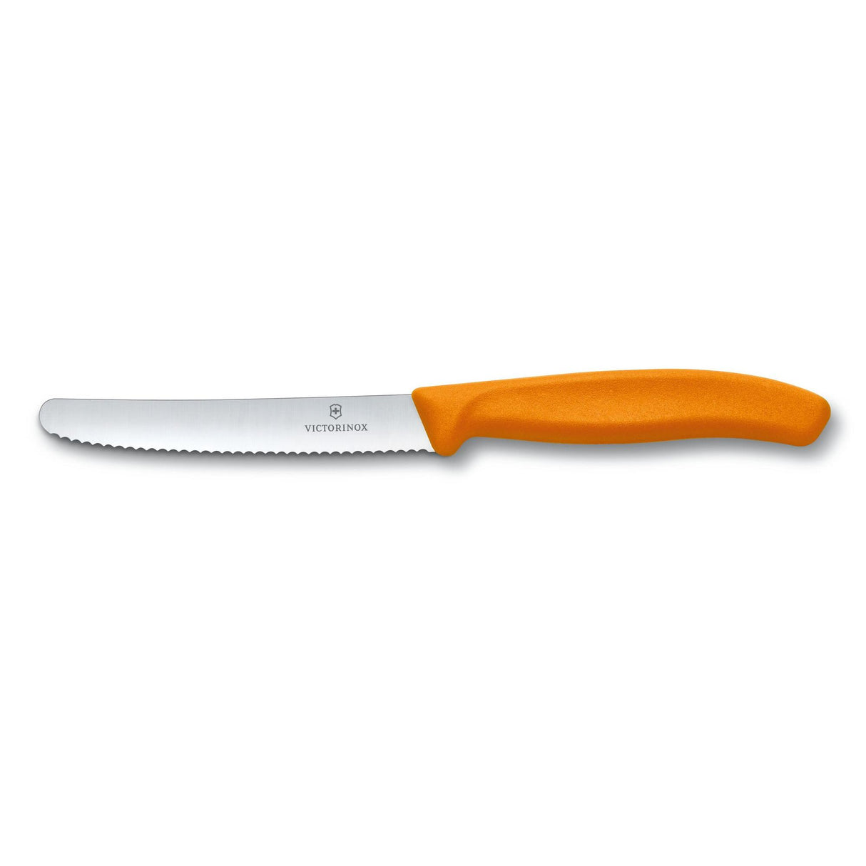 Victorinox Paring Knife With Ultra-Sharp Wavy Edge - Swiss Classic Tomato & Sausage Knife - Orange - Blade 11 Cm