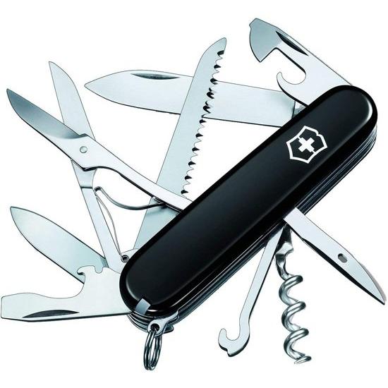 Victorinox Medium Pocket Knife For Hunting - 15 Functions - Huntsman - Black - Blister