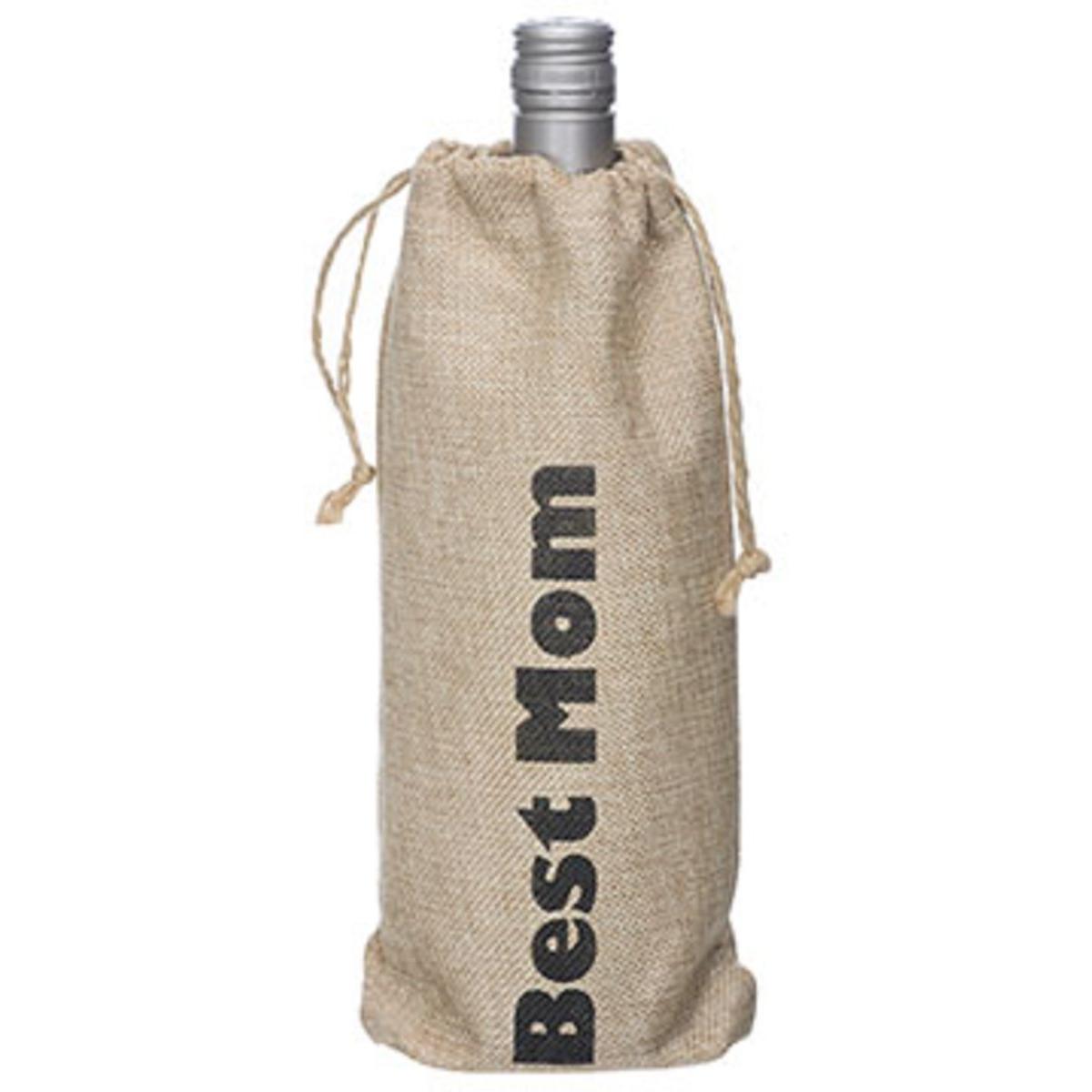 Cosy & Trendy Jute Wine Gift Bag With Drawstring (Best Mom)