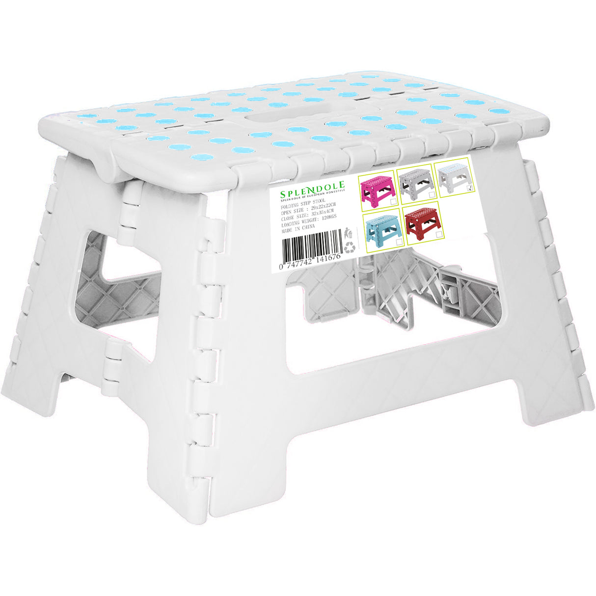 Splendole Small Folding Step Stool 22Cm Anti Slip Top Compact Folding Plastic Stool Easy To Store, Perfect For Kitchen Step Or Bathroom Step